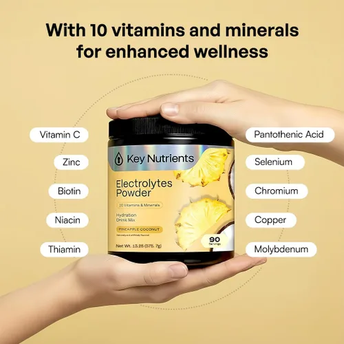 Vista 58 de KEY NUTRIENTS Electrolitos en polvo sin azúcar, limonada de maracuyá con 6 electrolitos y minerales, fibra prebiótica y polvos de hidratación
