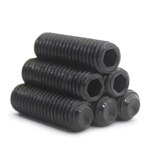 Vista 7 de M2-0.4 x 2 mm tornillos negros con hueco hexagonal, punta de copa sin cabeza, tornillo de seguridad de punta plana, rosca interior hexagonal, acero