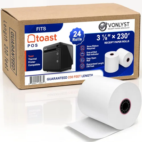 Vista 9 de Rollo de papel para impresora térmica para Toast TP200 Impresora de recibos de punto de venta (6 rollos)