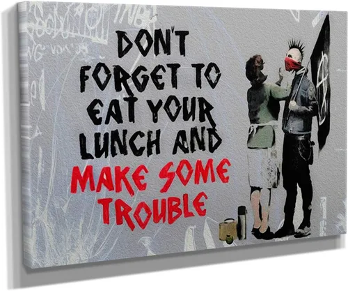 Vista 17 de Arte en lienzo de Banksy para pared, decoración del hogar, lienzo pre-estirado - varios tamaños