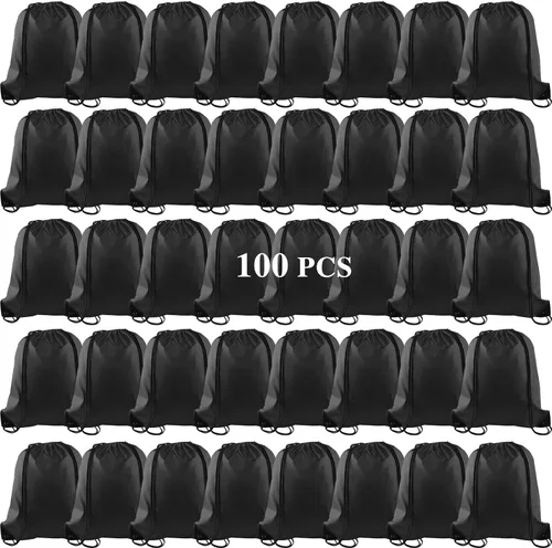 Vista 60 de KUUQA Mochila con cordón a granel, bolsas de almacenamiento para deporte, gimnasio, viajes, Negro, Viajar