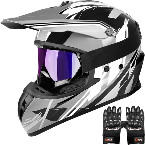 Vista 9 de JAGASOL DOT - Casco de motocross todoterreno para adultos, hombres y mujeres, casco de motocicleta de cara completa, casco de motocicleta de cara