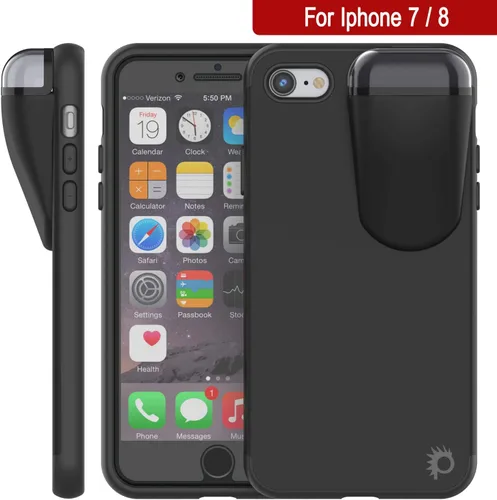 Vista 3 de Punkcase Funda de carga para iPhone 7 Airpod Funda delgada y duradera 2 en 1 diseñada para iPhone 8/7 (4.7 pulgadas) Protege tu teléfono + Negro