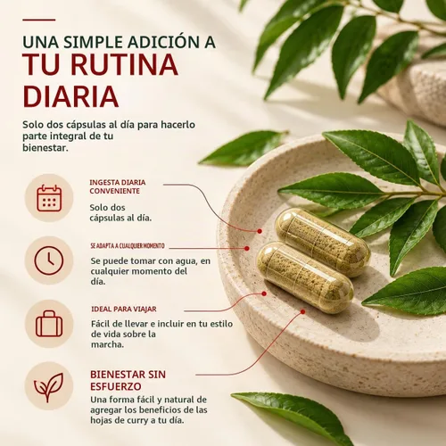 Vista 2 de Amalth Cápsulas de extracto de hoja de curry de 500 mg Cápsulas de suplemento de hoja de curry Extracto de Murraya Koenigii Suplemento a base