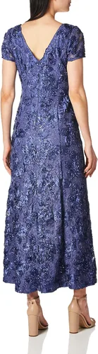 Vista 3 de Alex Evenings Vestido de encaje de roseta de manga corta para mujer, talla grande