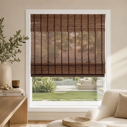 Vista 12 de CHICOLOGY Persianas romanas de bambú, persianas filtrantes de luz favoritas de los clientes para ventanas, calidad premium, ideales para el hogar