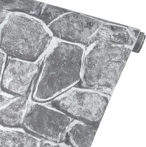 Vista 4 de SimpleLife4U, papel decorativo, papel de contacto, de vinilo, revestimiento para paredes de living, estantes, adhesivo, color gris roca, 17.7