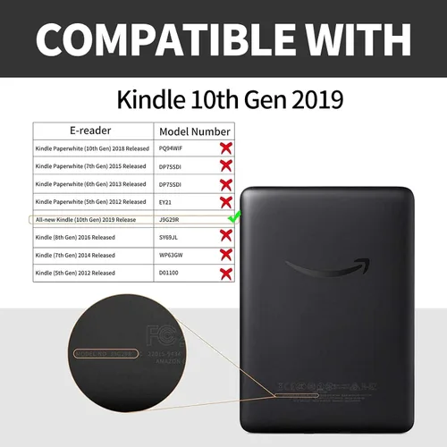 Vista 2 de Rossy Funda para Kindle de 10ª generación 2019, delgada, de piel sintética, ajustable, con encendido y apagado automático para Kindle de 10ª