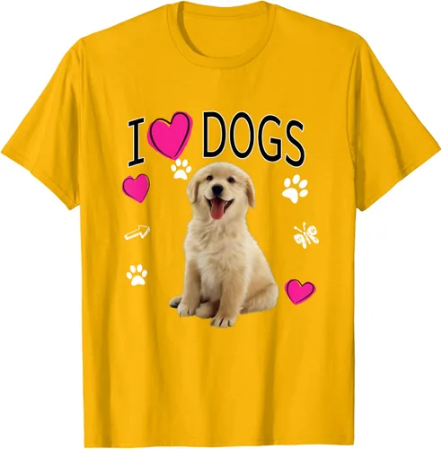 Vista 85 de Camiseta I Love Dogs - Camiseta Golden Labrador retriever, Azul Negro
