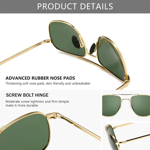 Vista 4 de SUNGAIT Gafas de sol polarizadas estilo militar Pilot Aviator para hombre con patillas de bayoneta