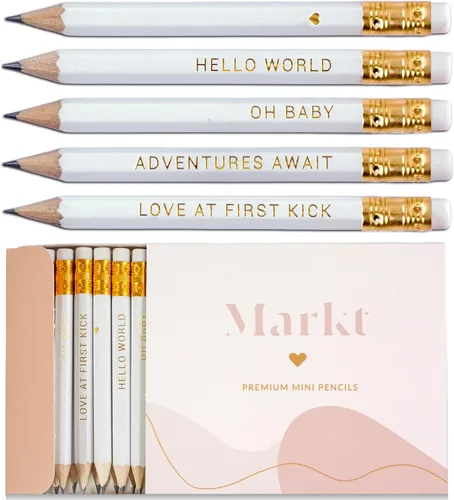 Vista 7 de Markt Mini lápices para juegos de baby shower para niña, lápices de corazón, juego de lápices rosados pequeños