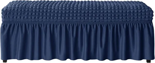 Vista 7 de XMNTG Fundas de banco elásticas para comedor, funda de banco de sirsaca con falda, estilo campestre, extraíble, lavable, tapizada, funda protectora