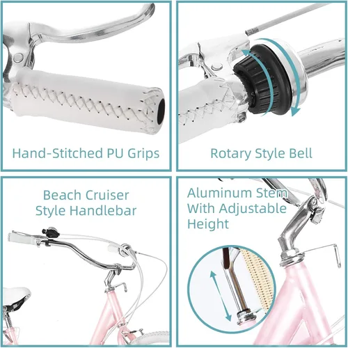Vista 5 de Triciclos para adultos para adultos, triciclos para adultos de 7 velocidades, bicicleta de 3 ruedas de 20/24/26 pulgadas con canasta, bicicletas
