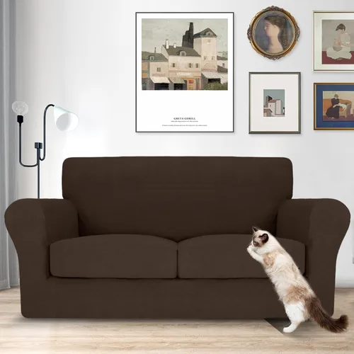 Vista 72 de MAXIJIN 2 piezas de fundas para silla con brazos, funda para silla de sofá para sala de estar, funda elástica para perros para una silla con 1 cojín