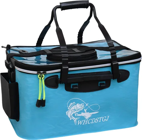 Vista 8 de Cubo de Pesca con Tapa Transparente, Cubo Plegable para Cebo de Pesca, Cubo Multifuncional para Pececillos, Contenedor de Pescado Vivo, Cubo de Negro