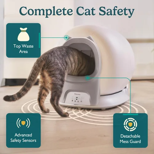 Vista 9 de Petcove PurrTek - Caja de arena automática autolimpiante con Wi-Fi de 5 GHz Gris