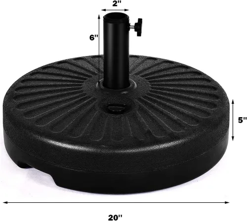 Vista 7 de Giantex Base redonda de sombrilla de patio rellena de arena de agua de 23 litros, soporte de sombrilla resistente de 20 pulgadas, soporte