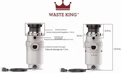 Vista 4 de Waste King Legend Triturador de alimentos con eliminación de alimentos Serie 1/2 HP – (l-1001)