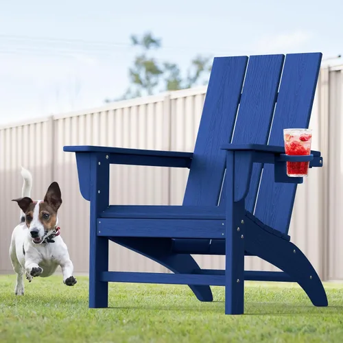 Vista 37 de Silla Adirondack moderna, sillas de patio de plástico HDPE para todo tipo de clima, silla para hoguera, sillas de césped al aire libre para terraza