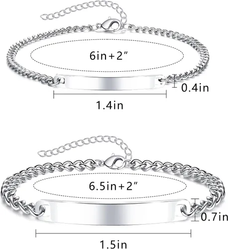 Vista 7 de Pulseras a juego, pulseras de pareja, regalos de aniversario para él y ella, novio y novia, pulseras de acero inoxidable, joyería de relación