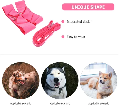 Vista 6 de POPETPOP Juego de arnés y correa de microfibra rosa para perro, XL, ajustable, sin tirones, a prueba de escape, diseño integrado, cómodo