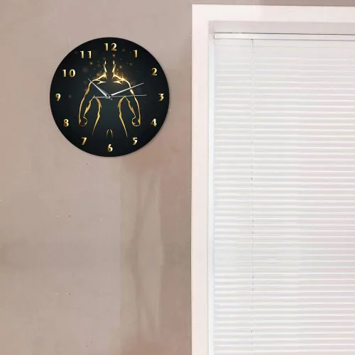 Vista 6 de The Geeky Days Reloj de tiempo de entrenamiento de fuerza, arte deportivo, gimnasio, sin tictac, reloj de pared para fitness, culturismo