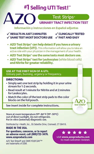Vista 3 de AZO Tiras reactivas para infección del tracto urinario (ITU) (3 unidades) + AZO Defensa del tracto urinario (24 unidades)