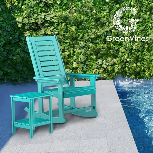 Vista 2 de GREENVINES Oversized Outdoor Rocking Chair, HDPE Rocker, Aqua