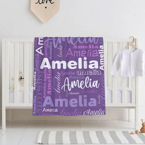 Vista 2 de Mantas personalizadas con nombre para niños, mantas de bebé personalizadas para niñas y niños con nombre, mantas de bebé personalizadas con nombre