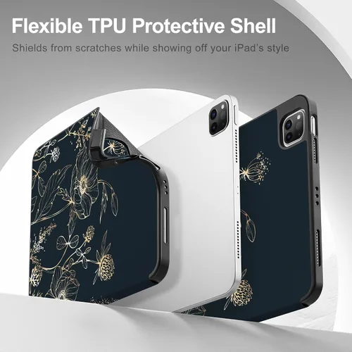 Vista 8 de May Chen Funda para iPad Pro de 11 pulgadas (4ª, 3ª, 2ª y 1ª generación) 2022 2021 2020 2018, soporte triple + soporte para lápiz + encendido