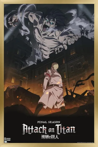Vista 13 de Trends International Attack on Titan: Season 4 - Póster de pared Key Visual 1, 14.725 x 22.375 pulgadas, versión enmarcada de madera de granero