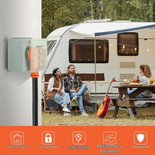 Vista 5 de WELLUCK Caja de toma de corriente de 30 amperios para RV, receptáculo RV de 125 voltios NEMA TT-30R, panel eléctrico exterior cerrado