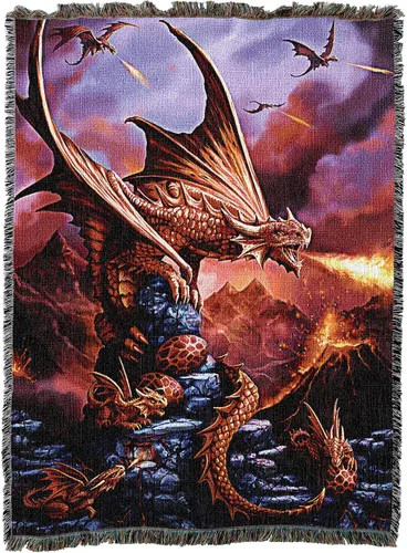 Vista 28 de Pure Country Weavers Anne Stokes - Manta de belleza de dragón de la colección Age of Dragons – Manta de fantasía para regalo tejida de algodón
