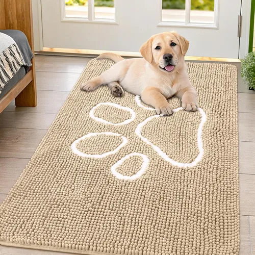 Vista 19 de Smiry Tapete para puerta de perro para patas fangosas, absorbente y Gris y negro