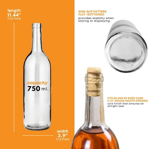 Vista 3 de FastRack 24 botellas de vino de Burdeos transparentes W5 de 25.4 fl oz - 2 estuches, 25.4 fl oz