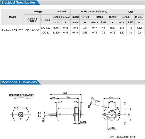 Vista 3 de Lethan - Mini motor CC de 1.5 a 3 V con eje de 0.276 in y cables de plomo de 12 pulgadas (paquete de 5) - Motor de bot garabatos para proyectos