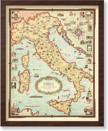 Vista 44 de Monem Art Mapa Monumental Vintage de Florencia Impresión - Póster de Viaje Retro - Arte de Italia - Gran Regalo para Hombres, Mujeres, Amantes