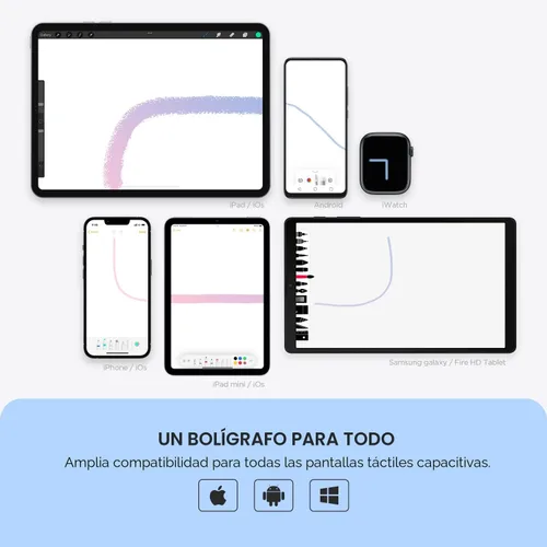 Vista 2 de Lápiz para Tablet, Lápiz Stylus con Punta de Disco Capacitiva y Tapa Magnética Compatible con Todas las Pantallas Táctiles, Lápices para Apple iPad