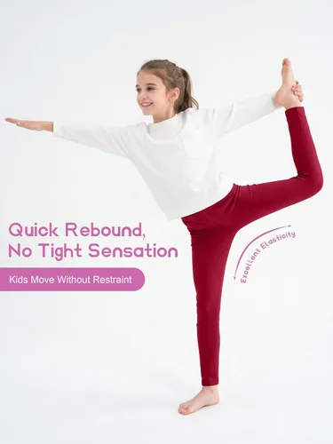 Vista 5 de Resinta Paquete de 6 Leggings de Algodón para Niñas Pantalones Ajustados Elásticos de Ponerse Fácil con Cintura Elástica Extensibles de Longitud