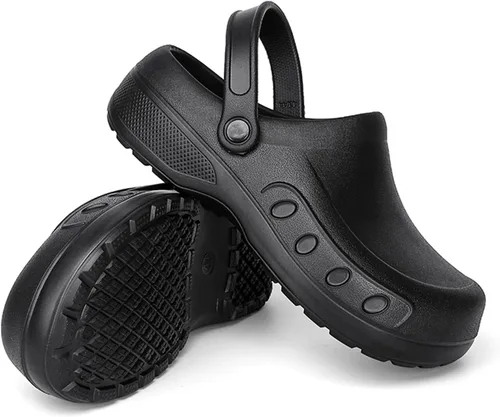 Vista 3 de Zuecos de chef para hombre, antideslizantes, con soporte para el arco, zapatos de enfermería de seguridad, zapatos de trabajo, resistentes al agua