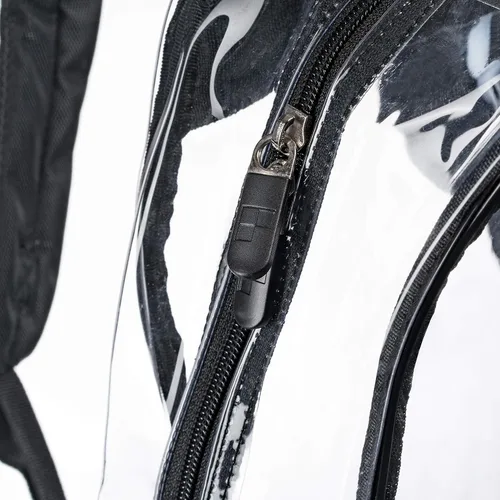 Vista 5 de Mochila transparente resistente con organizador de malla, Negro azabache