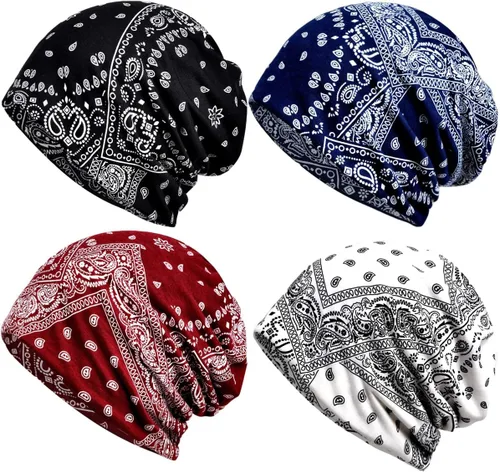 Vista 8 de JarseHera Gorro holgado de mujer con encaje de algodón, gorros para quimioterapia, gorros para el cáncer, turbante
