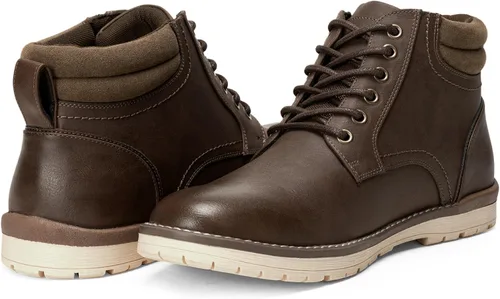 Vista 7 de Vostey Botas de senderismo para hombre, botas casuales para hombre marrón (673-darkbrown)