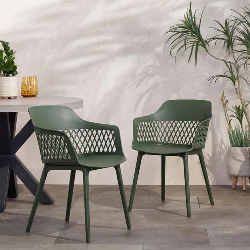 Vista 9 de Christopher Knight Home Ianthe - Silla de comedor para exteriores (juego de 2), color negro