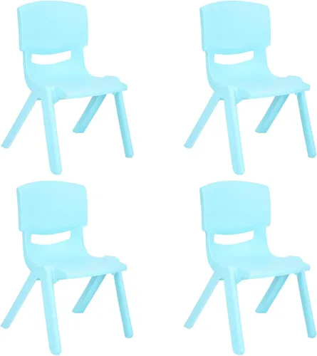 Vista 8 de JOON Paquete de 2 sillas apilables de plástico para niños, 20.8 x 12.5 pulgadas, los juegos de sillas perfectos para salas de juegos, escuelas