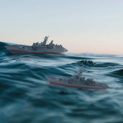 Vista 4 de Kvvdi 8 conjuntos de rompecabezas 3D modelo de acorazado portaaviones juguete submarino, kits de barco de modelismo de plástico de la armada