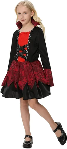 Vista 5 de KOJOOIN Vampire Costumes Set for Girls Halloween Dress Up Party Carnival Cosplay Vampire-Themed Party Role-Playing