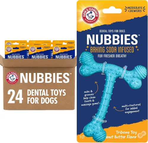 Vista 9 de Arm & Hammer for Pets Nubbies Duality Bone - Juguete dental para perros, el mejor juguete masticable para masticadores moderados, ayuda a reducir
