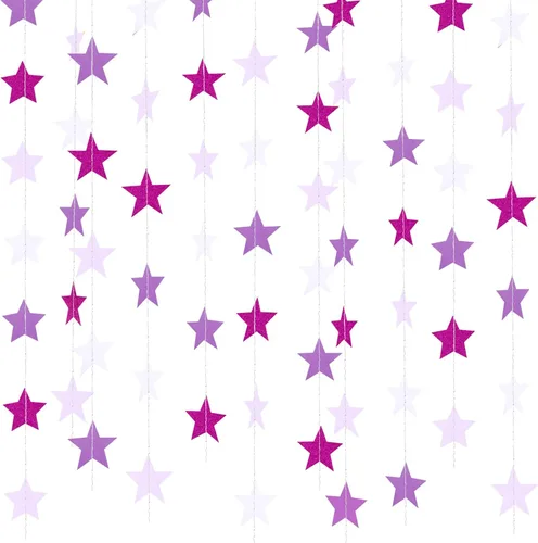 Vista 29 de Patelai Guirnalda de estrellas con purpurina 2026, decoración de graduación de 130 pies, pancarta colgante de estrella para fiesta, cumpleaños