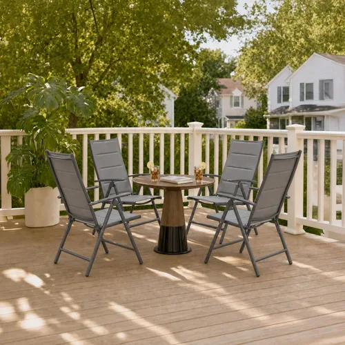 Vista 10 de PURPLE LEAF Juego de 2 sillas plegables para exteriores, asiento acolchado Negro